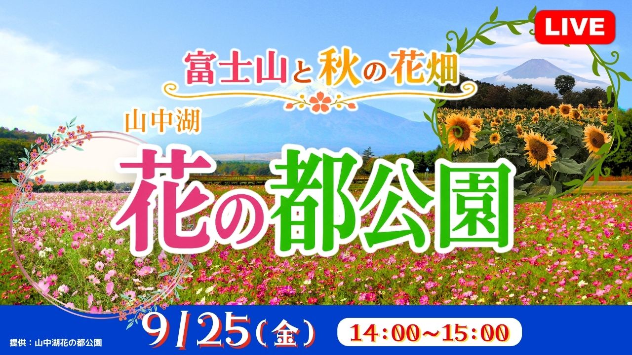 旅介 富士山と秋の花畑 山中湖 花の都公園